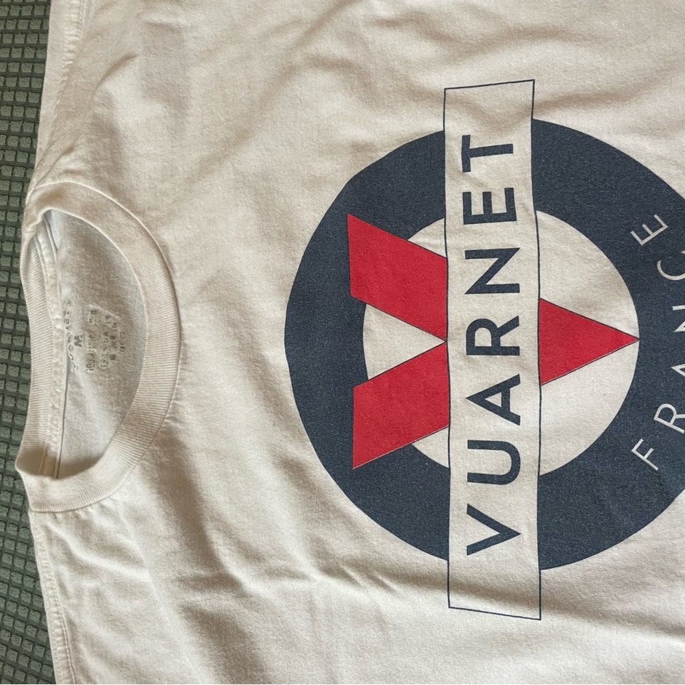 Vuarnet Cream Tee with Red and Blue Emblem
